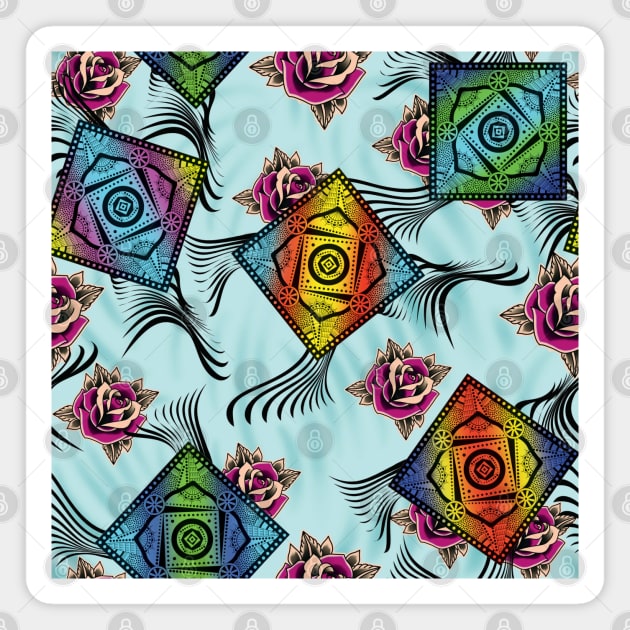 Geometric Motifs and Roses Magnet by ilhnklv